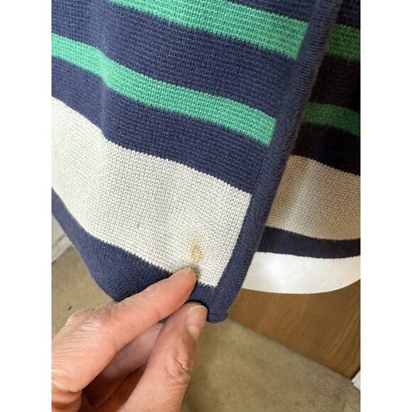 Banana Republic Navy Blue Green Striped Sweater Cardigan Jacket Blazer m w8 - Picture 3 of 7